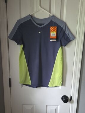 Nike Navy, Light Blue & Neon Green Performance Tee